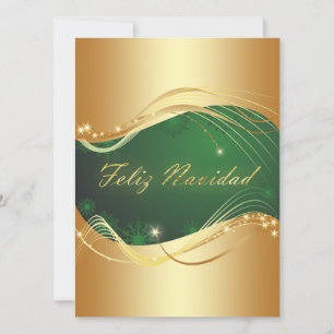 Cartão De Festividades Motivo natalício dourado com fundo verde