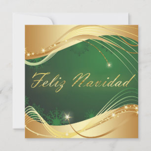Cartão De Festividades Motivo natalício dourado com fundo verde