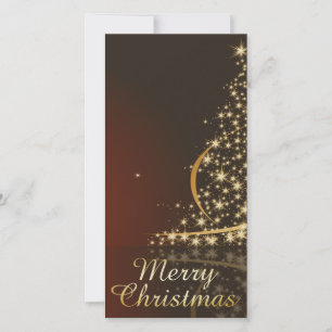 Cartão De Festividades Motivo natalício vermelho com árvore de Natal dour
