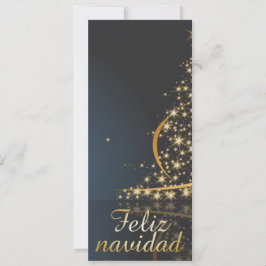 Cartão De Festividades Motivo navideño azul con dorado árbol de navidad
