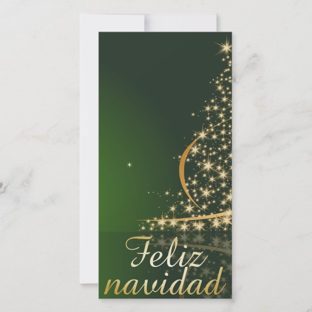 Cartão De Festividades Motivo navideño verde con arbol de navidad. (Frente)
