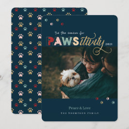 Cartão De Festividades Motivo Para A Pawsitivity Marinho Blue Pet Dog Fot