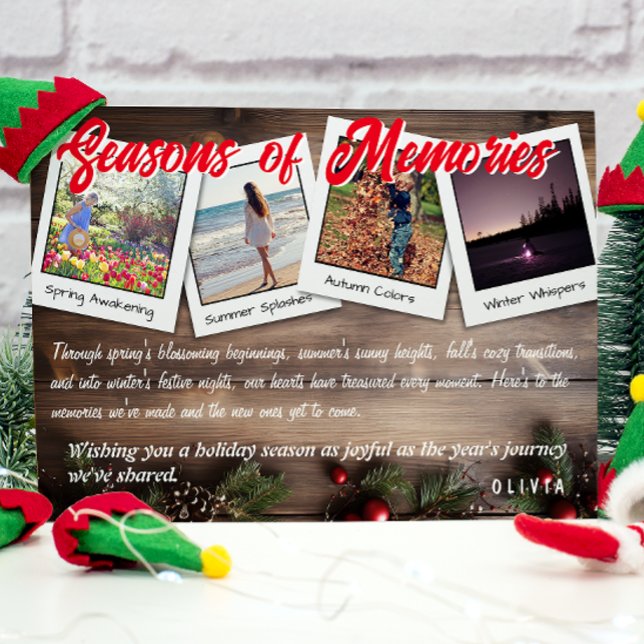 Cartão De Festividades Motivos das Memórias: Um Ano em Revisão do Natal (Criador carregado)