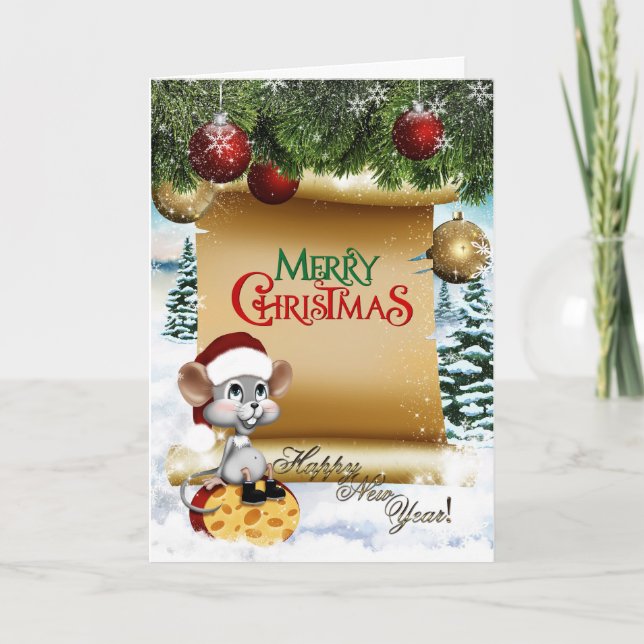 Cartão De Festividades Mouse Feliz de Natal (Frente)