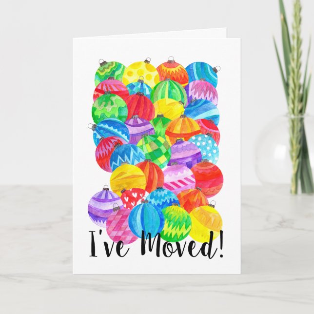 Cartão De Festividades Movi/Novo Endereço, borbulhas de aquarela (Frente)