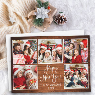 Cartão De Festividades Movimento Moderno Caligrafia Madeira 5 Foto Ano No