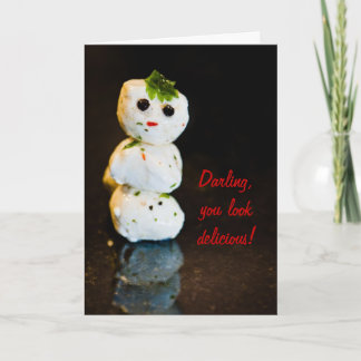 Cartão De Festividades Mozzarella Ball Snowman Humor