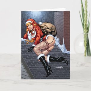 Cartão De Festividades Ms Claus On The Rooftop Delivering Santas Presents