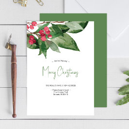 Cartão De Festividades Mudamos a Elegante Aquarela Feriado de Natal C
