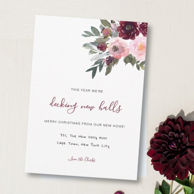 Cartão De Festividades mudança de endereço floral no Natal (Criador carregado)