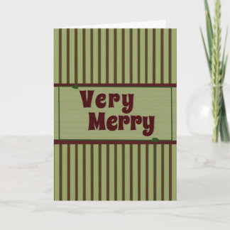 Cartão De Festividades Muito Alegre Burgundy Floresta Verde Listrado Retr