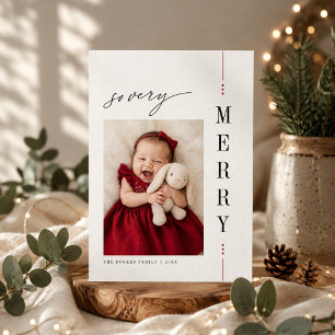Cartão De Festividades Muito Alegre Foto de Natal de Bebê com Letra Elega