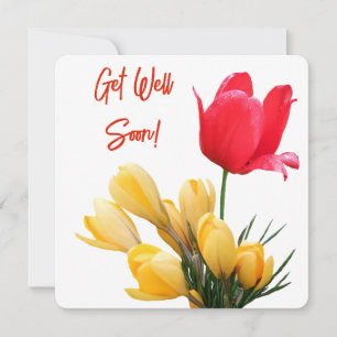 Cartão De Festividades Muito em breve bonito crocus vermelho tulipa