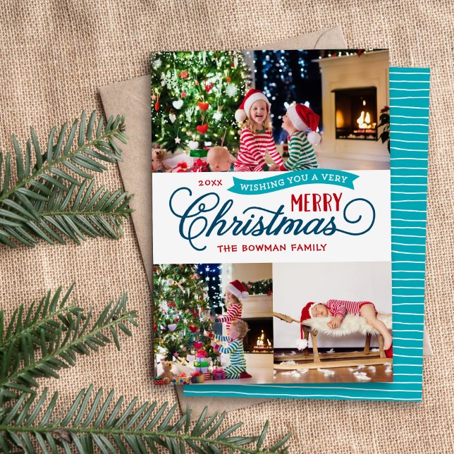 Cartão De Festividades Muito Feliz Script de Natal 3 Foto (Criador carregado)