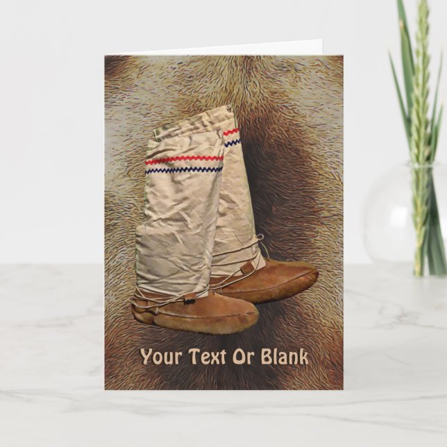 Cartão De Festividades Mukluks na pele do caribu (Frente)