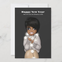 Mulher Afro-Americana Luzes de Natal Saudação