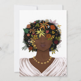 Cartão De Festividades Mulher com Afro Flor