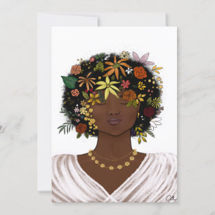 Cartão De Festividades Mulher com Afro Flor