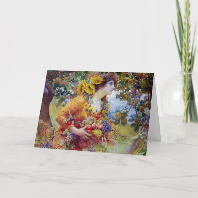 Cartão De Festividades Mulher com o Summer Bounty (Frente)