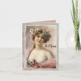 Cartão De Festividades Mulher Vitoriana Vítima Vestida com Flores na Aqua