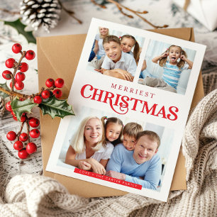 Cartão De Festividades MULTI FOTO Natal mais alegre simples moderno verme