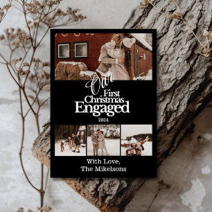 Cartão De Festividades Multi Photo Elegant Primeiro Natal Envolvido