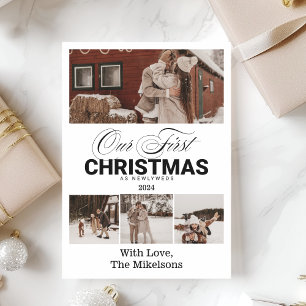 Cartão De Festividades Multi Photo First Christmas como Newlyweds