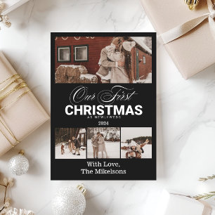 Cartão De Festividades Multi Photo First Christmas como Newlyweds