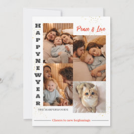 Cartão De Festividades Multifotografia do Feliz ano novo Moderno Elegante