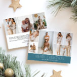 Cartão De Festividades Múltipla Foto de Natal Elegante 9 Collage<br><div class="desc">Compartilhe os destaques da sua família com este cartão de Natal, que aparece ano após ano, com um design simples, mínimo e limpo. A frente inclui uma moderna colagem de 6 fotos, combinada com a saudação festiva "Feliz Natal" em uma fonte serif elegante sobre uma cor azul de gelo, com...</div>