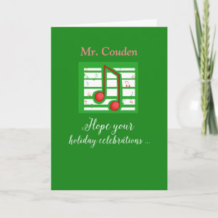 Cartão De Festividades Music Teacher, Mr. Couden, Customizable Name
