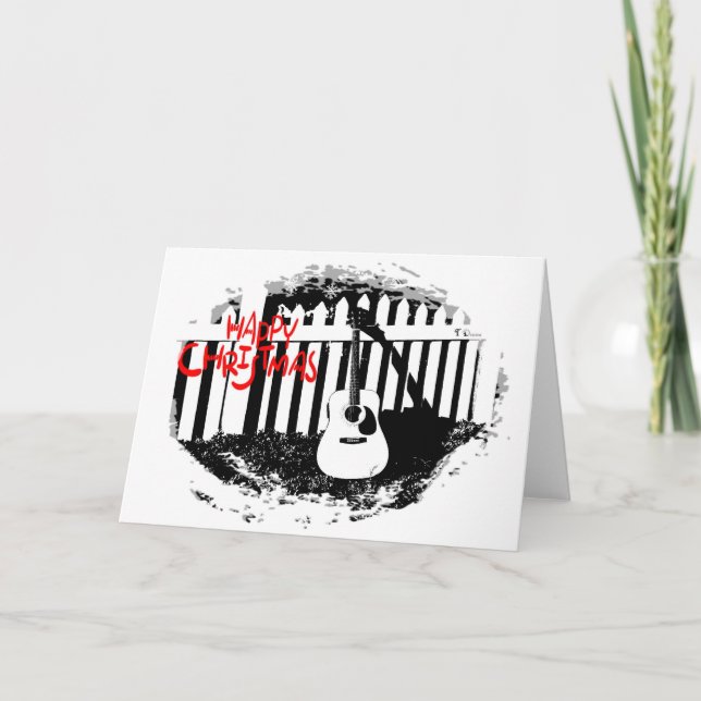 Cartão De Festividades Música abre o Natal - Violão acústico (Frente)