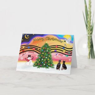 Cartão De Festividades Música de Natal 2 - Pinschers Miniatura (dois)