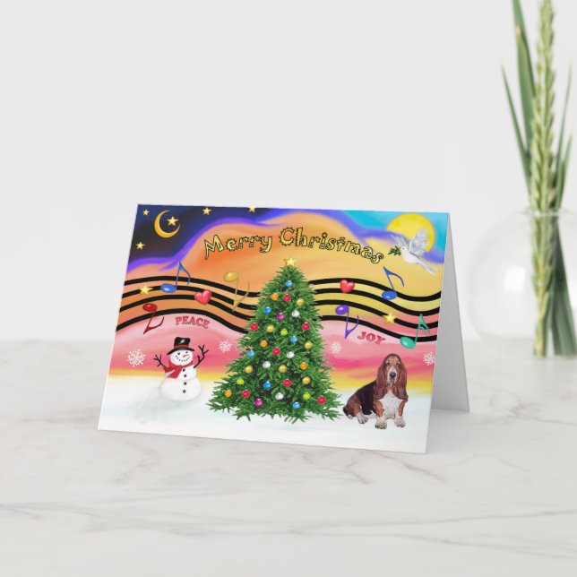 Cartão De Festividades Música Natal 2 - Caça-Basset (Frente)