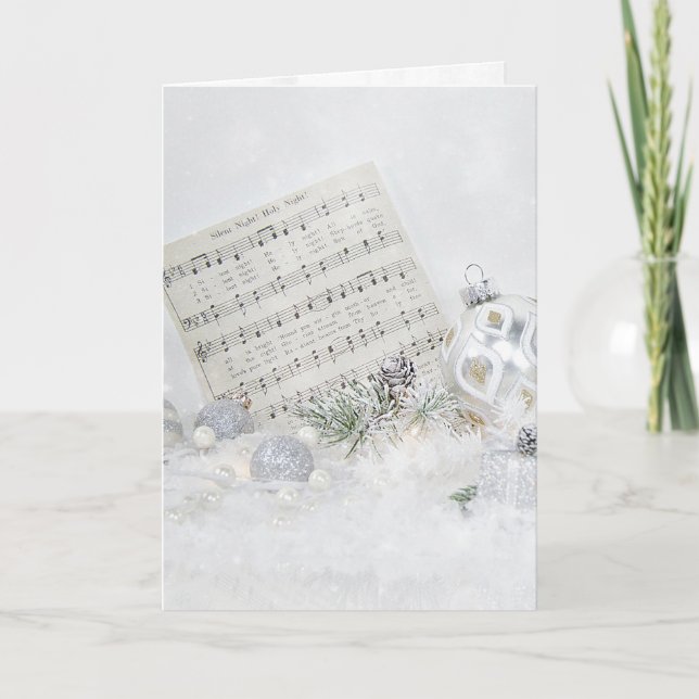 Cartão De Festividades Música Noturna Silenciosa Com Ornamentos (Frente)