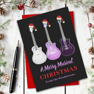 Cartão De Festividades Música Personalizada de Guitarra de Natal