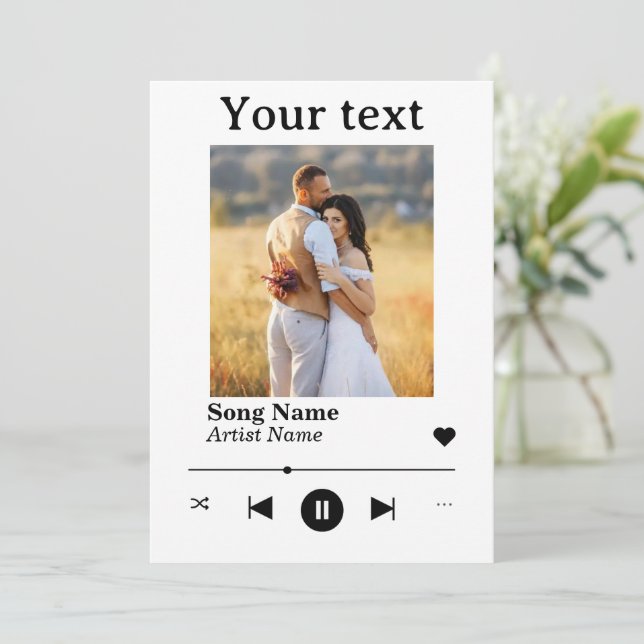 Cartão De Festividades Música personalizada do aniversário de fotos (Em pé/Frente)