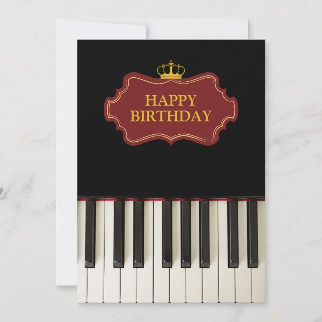 Cartão De Festividades Música Piano Keys Happy Birthday (Frente)