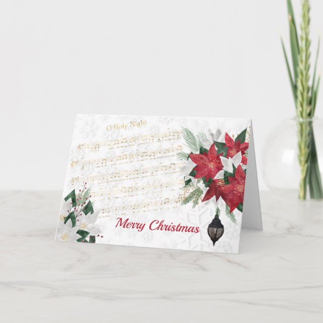 Cartão De Festividades Música Red Poinsettia Hymn Natal (Frente)
