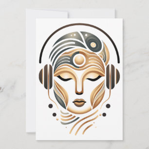 Cartão De Festividades Música Zen Minimalista Deusa Geométrica Abstrata