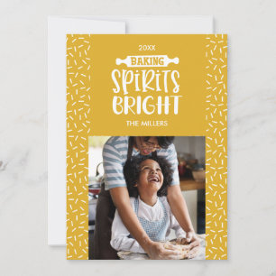 Cartão De Festividades Mustarda Foto Brilhante De Espíritos Feriados