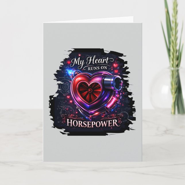 Cartão De Festividades My Heart Runs on Horsepower – Racing Valentine (Frente)