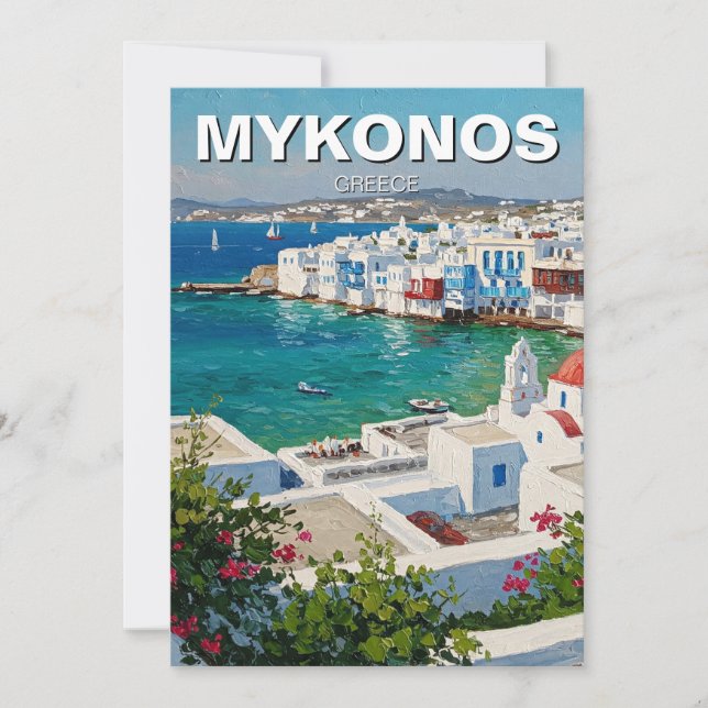 Cartão De Festividades Mykonos Grécia Ilhas Gregas Pequena Veneza (Frente)