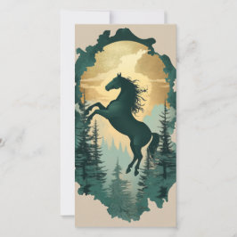 Cartão De Festividades Mystic Forest Horse Gift Tag — Emerald & Gold
