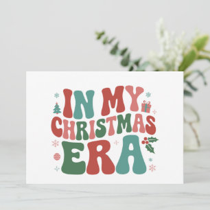 Cartão De Festividades Na Minha Era de Natal Fofo Groovy Natal Férias 