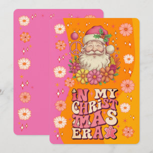 Cartão De Festividades Na Minha Era De Natal, Papais noeis De Groovy
