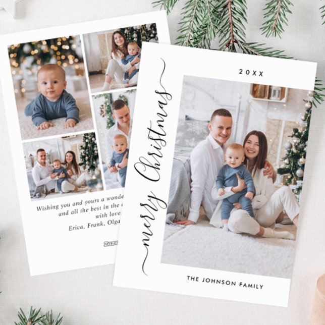 Cartão De Festividades Na moda 5 FOTO de Natal Elegante (Criador carregado)