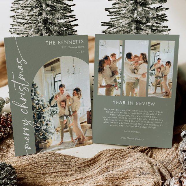 Cartão De Festividades Na moda 5 Foto do Ano em Revisão Feliz Natal (Criador carregado)