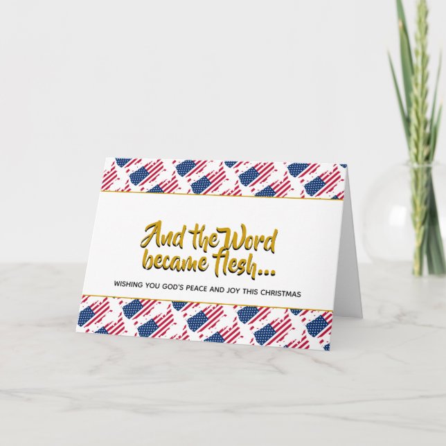 Cartão De Festividades Na moda AMERICA Palavra Tornou-se NATAL Fresco (Frente)