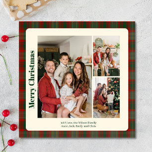 Cartão De Festividades Na moda Classy Xadrez 3 fotos Natal